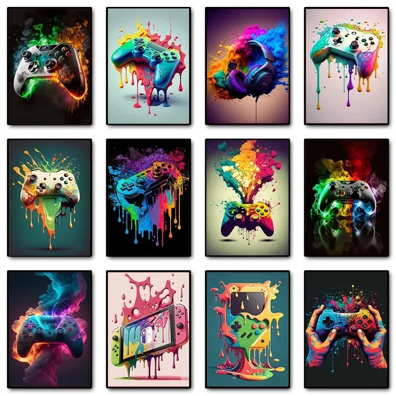 Gaming Accessories Room - Colorful Pop Art Gamer Controller Gaming