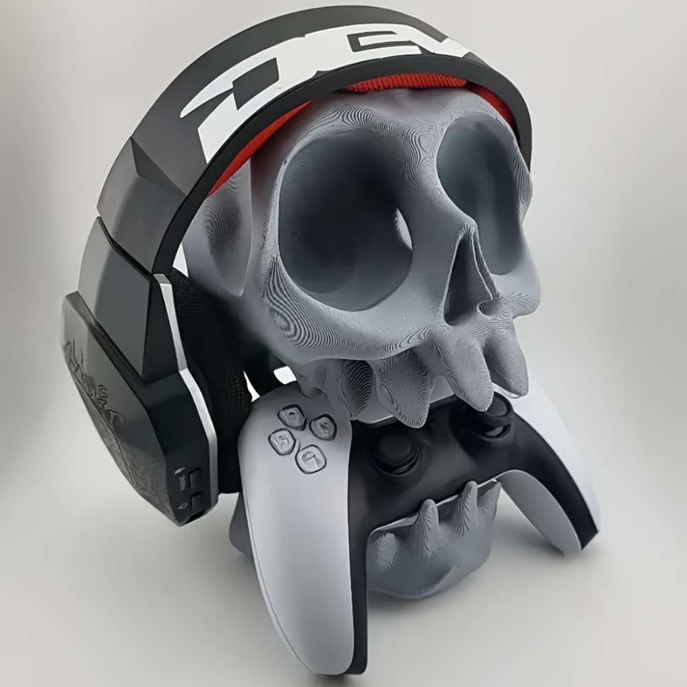 Gaming Accessories Desktop - Skull Shaped Controller Stand Headphone Holder