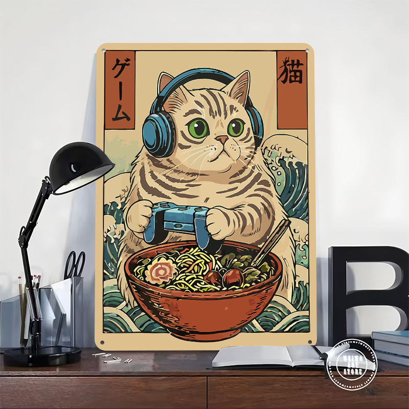 Gaming Cat Ramen Tin Plaque Po - Gaming Accessories Europe ulasan dan harga