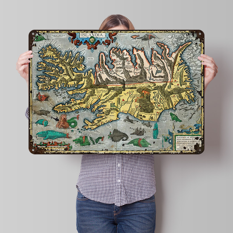 Map of Iceland Metal Poster Cu - Gaming Accessories Europe ulasan dan harga