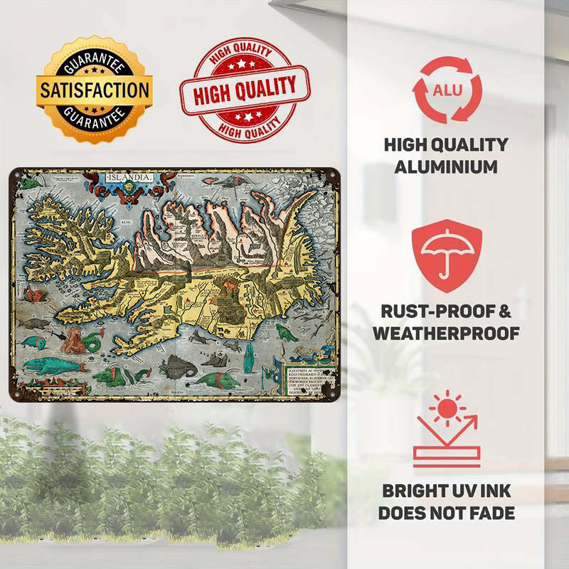 Map of Iceland Metal Poster Cu - Gaming Accessories Europe ulasan dan harga