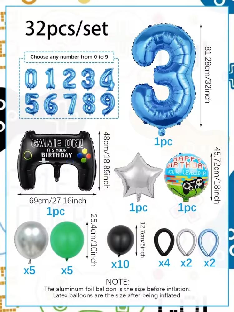 32PCS Game Theme Birthday Numb - Gaming Accessories Room ulasan dan harga